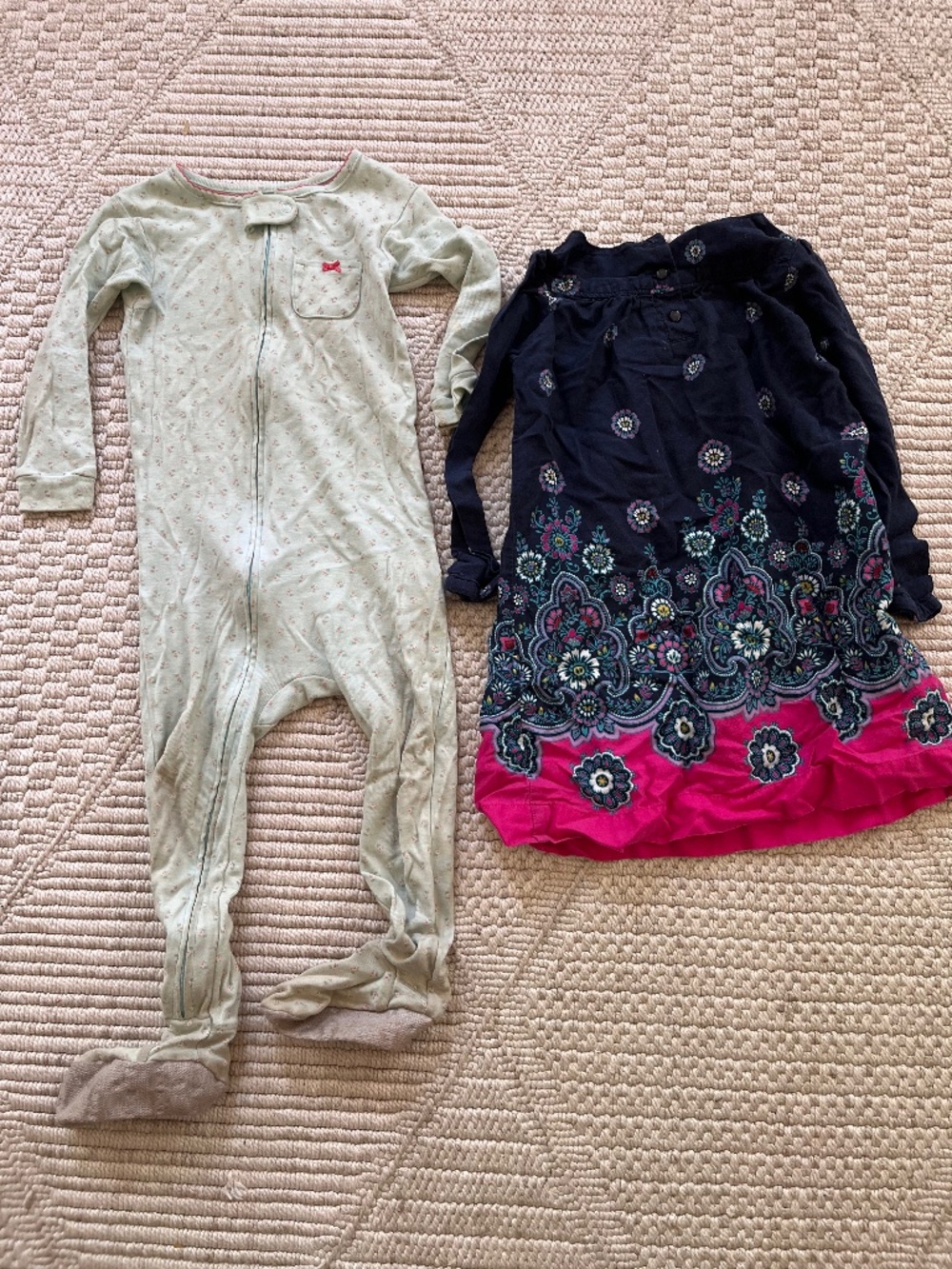 3T dress and 24 month footies sleepers